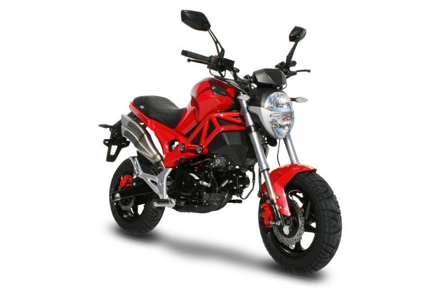 Vue de profil de la Moto Bombers 50cm3 (couleur rouge)