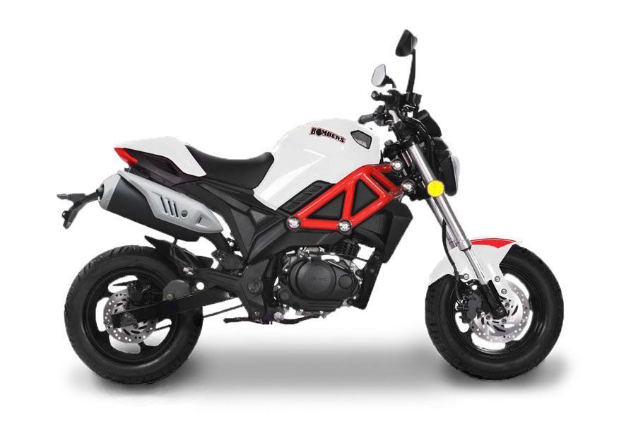 Vue de profil de la Moto Bombers 125cm3 (couleur blanche)