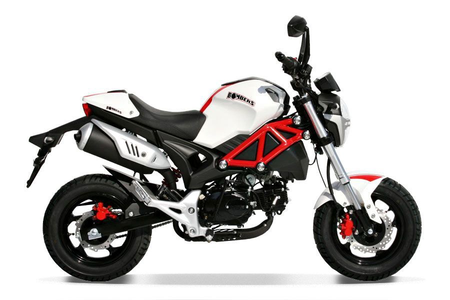 Vue de profil de la Moto Bombers 50cm3 couleur Blanc